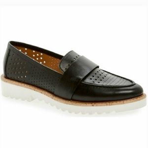 HALOGEN Black Perforated Emily Platform Leather Loafers—SZ. 9.5